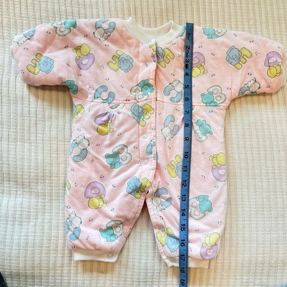 Bright Future Vintage Baby Girl One Piece Puffer Sleeper Alphabet Animal 0-3 mos - Picture 8 of 8